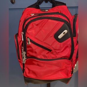 FUL Red Multi-Pocket‎ Backpack with audio port NWOT
